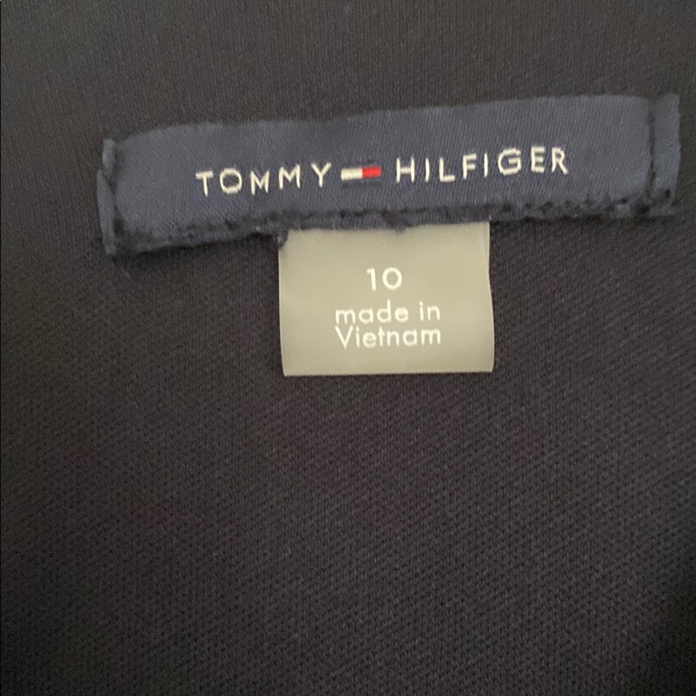 Tommy Hilfiger Black and White Sheath Dress with Bishop Sleeves